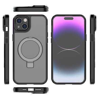 ELECTROPRIME For iPhone 15 Plus MagSafe Magnetic Metal Holder Phone Case(Black)