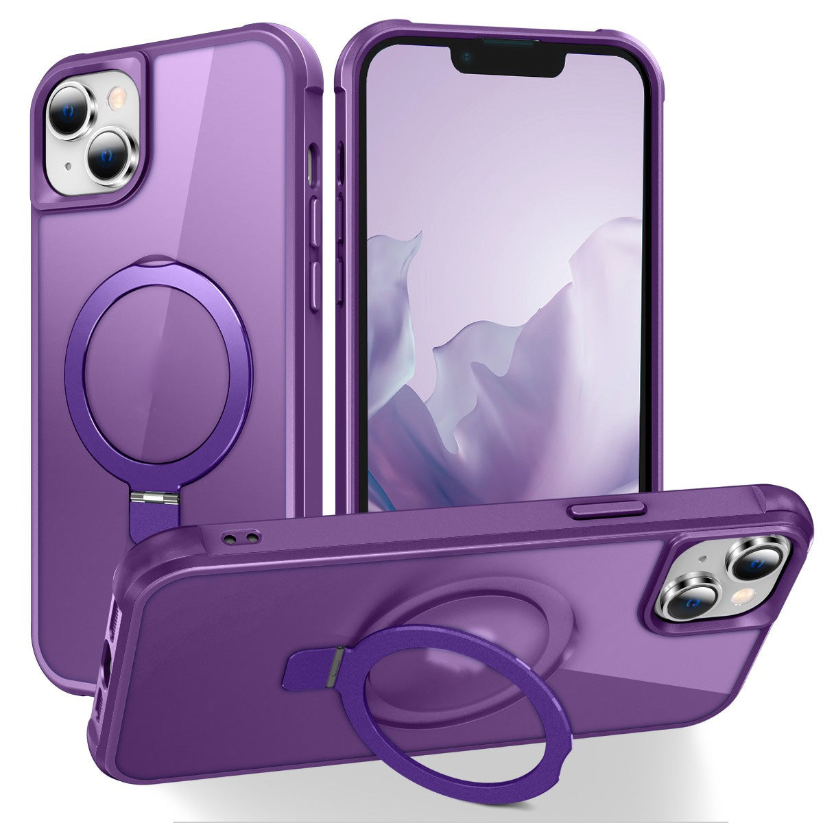 ELECTROPRIME For iPhone 15 MagSafe Magnetic Holder Phone Case(Purple)
