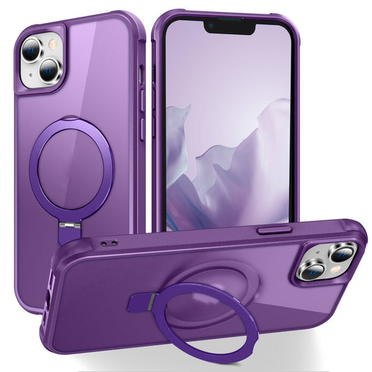 ELECTROPRIME For iPhone 15 MagSafe Magnetic Holder Phone Case(Purple)