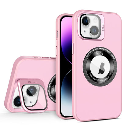 ELECTROPRIME For iPhone 15 Plus Skin Feel Magnifier MagSafe Lens Holder Phone Case(Pink)