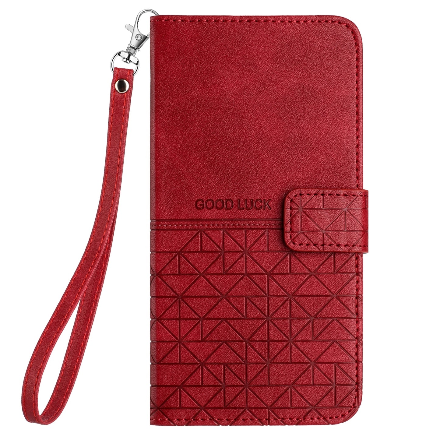 ELECTROPRIME For iPhone 15 Rhombic Texture Leather Phone Case with Lanyard(Red)