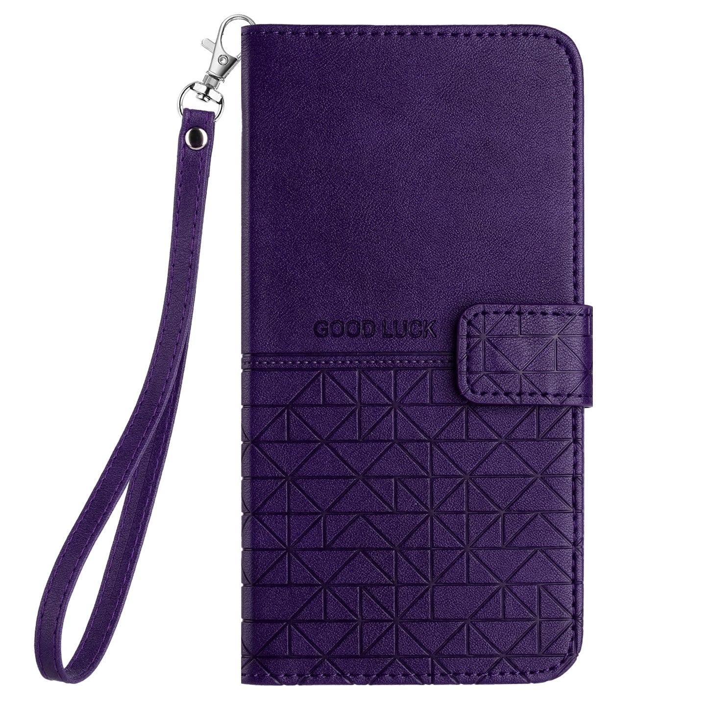 ELECTROPRIME For iPhone 15 Rhombic Texture Leather Phone Case with Lanyard(Purple)