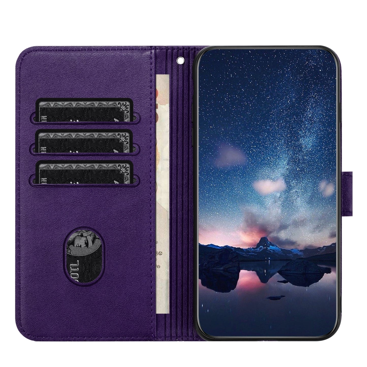 ELECTROPRIME For iPhone 15 Rhombic Texture Leather Phone Case with Lanyard(Purple)