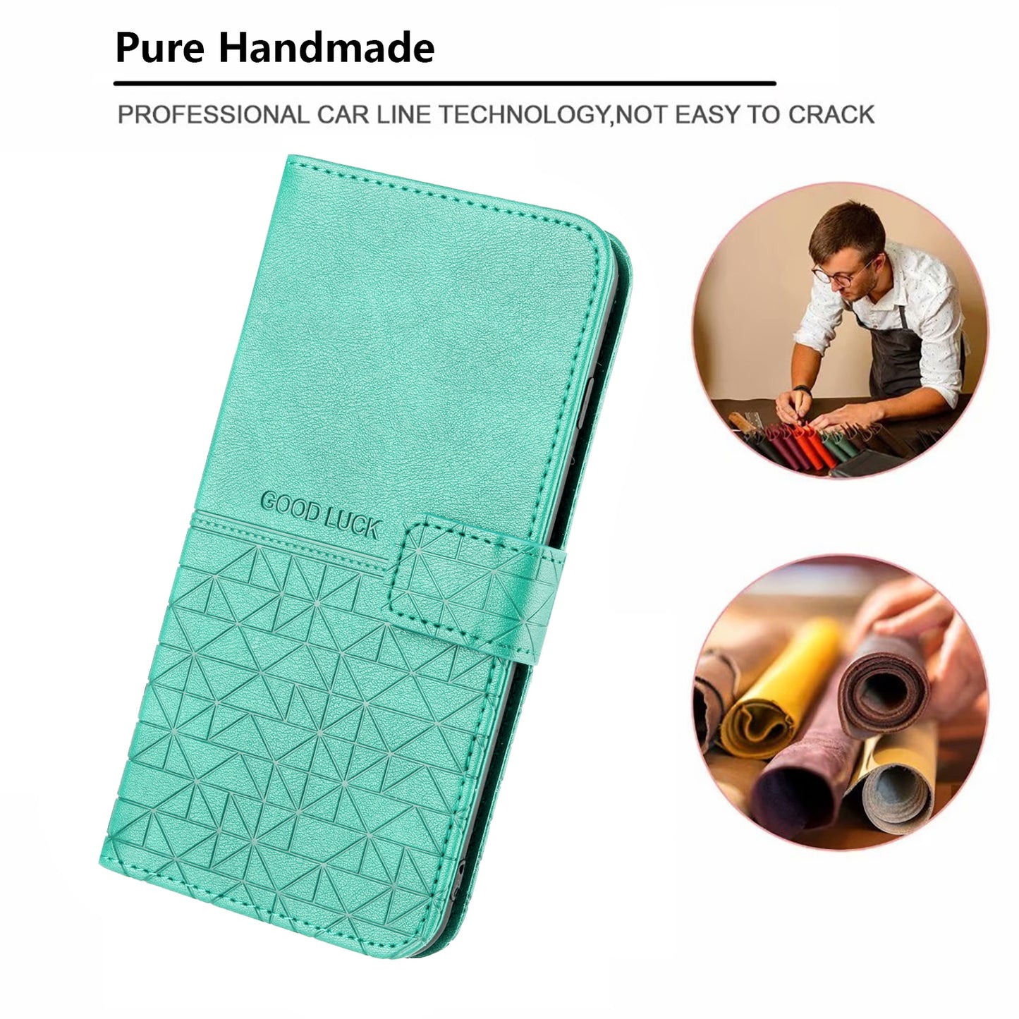 ELECTROPRIME For iPhone 15 Rhombic Texture Leather Phone Case with Lanyard(Green)