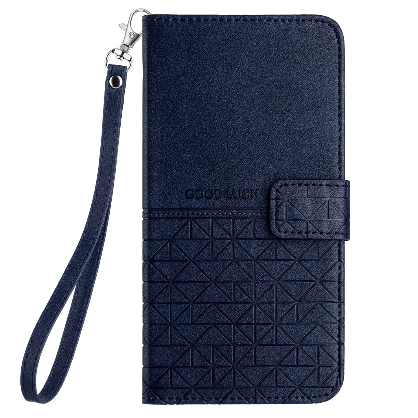 ELECTROPRIME For iPhone 15 Rhombic Texture Leather Phone Case with Lanyard(Blue)