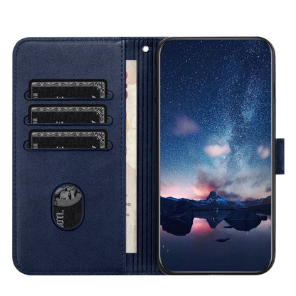 ELECTROPRIME For iPhone 15 Rhombic Texture Leather Phone Case with Lanyard(Blue)