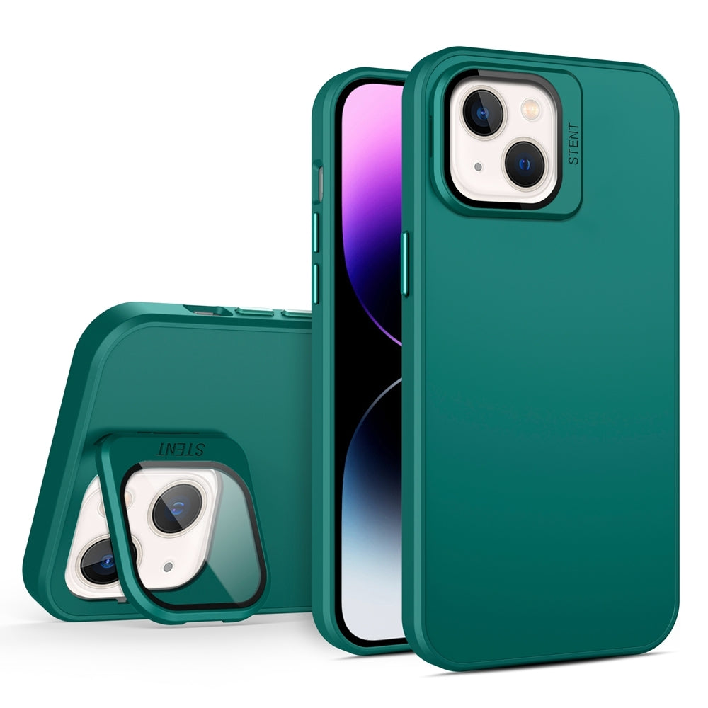 ELECTROPRIME For iPhone 15 Plus Skin Feel Lens Holder PC + TPU Phone Case(Green)
