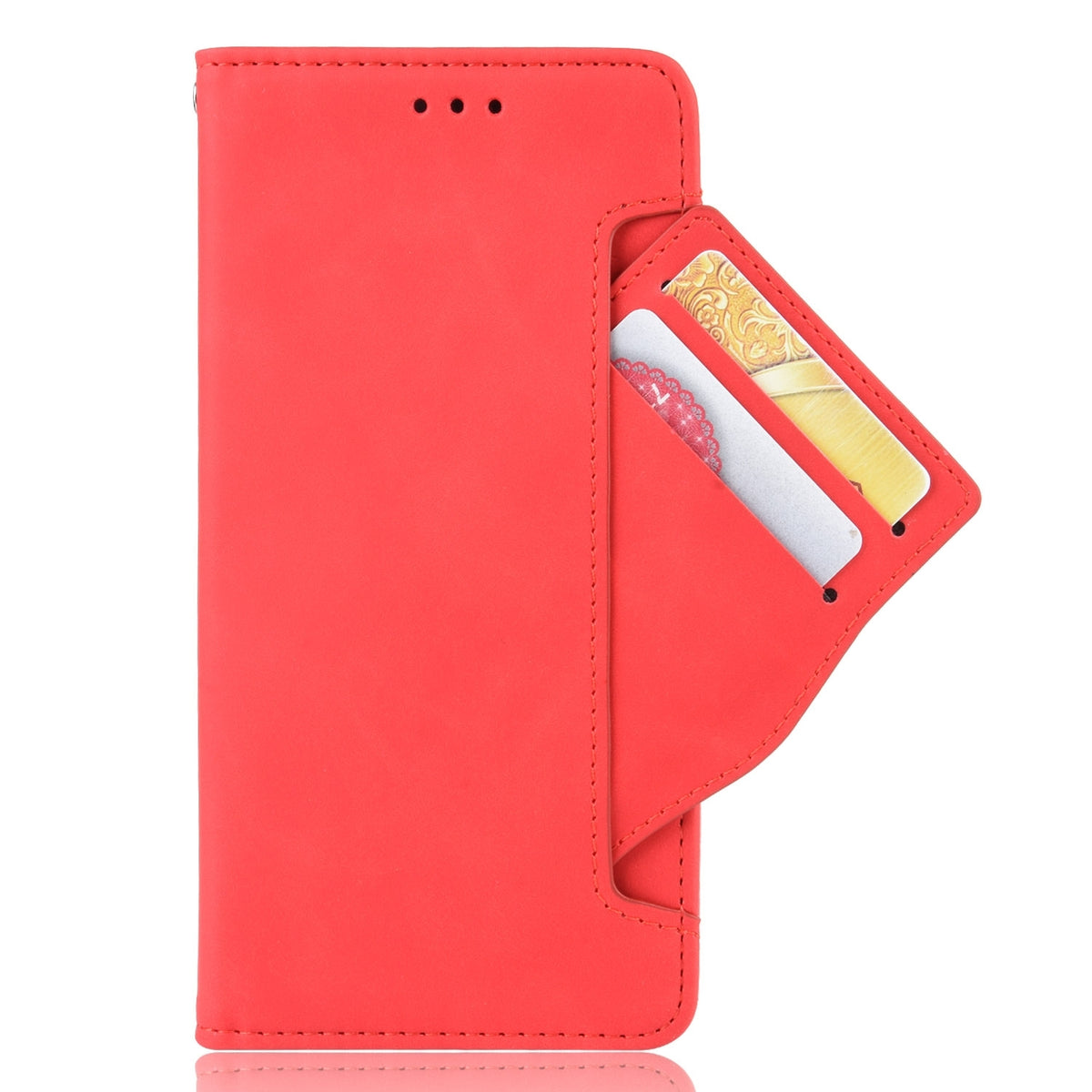 ELECTROPRIME For iPhone 15 Plus Skin Feel Calf Texture Card Slots Leather Phone Case(Red)