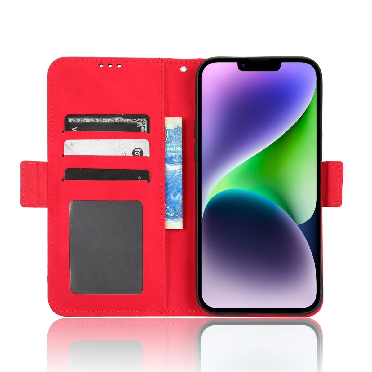ELECTROPRIME For iPhone 15 Plus Skin Feel Calf Texture Card Slots Leather Phone Case(Red)