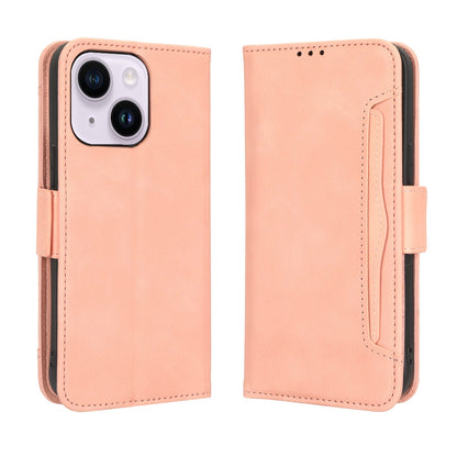 ELECTROPRIME For iPhone 15 Skin Feel Calf Texture Card Slots Leather Phone Case(Pink)