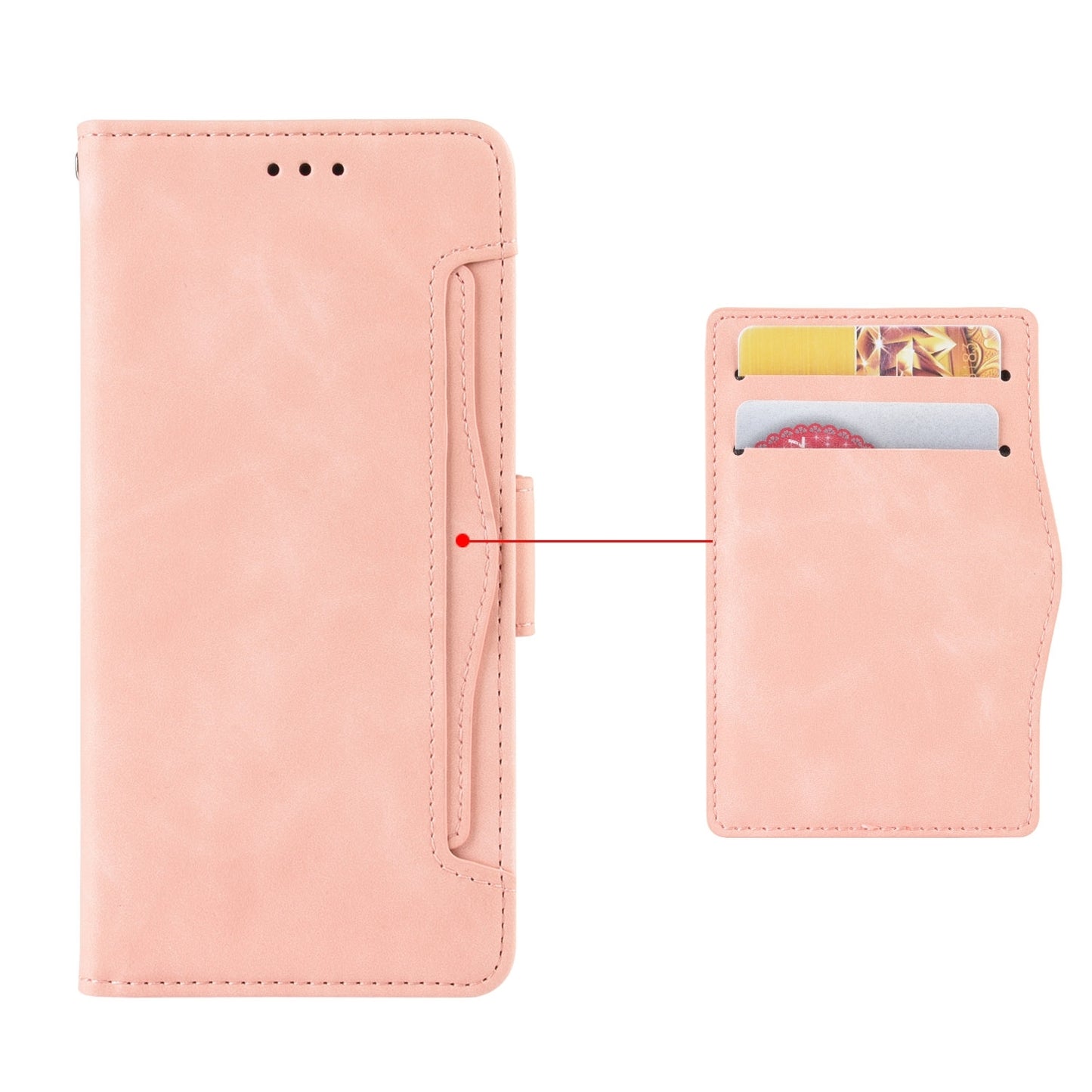 ELECTROPRIME For iPhone 15 Skin Feel Calf Texture Card Slots Leather Phone Case(Pink)