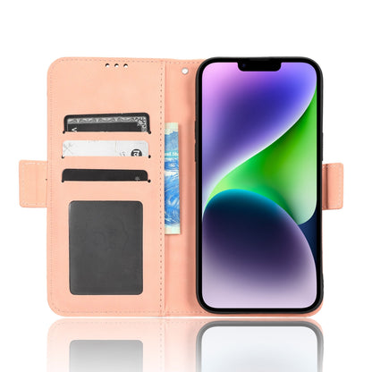 ELECTROPRIME For iPhone 15 Skin Feel Calf Texture Card Slots Leather Phone Case(Pink)