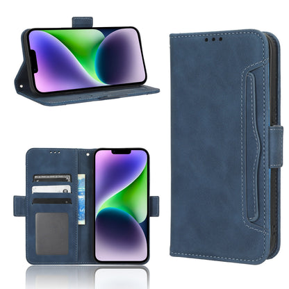ELECTROPRIME For iPhone 15 Skin Feel Calf Texture Card Slots Leather Phone Case(Blue)