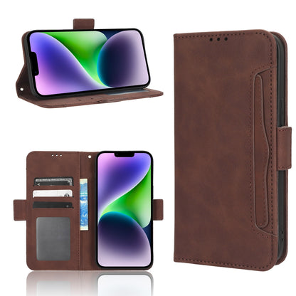 ELECTROPRIME For iPhone 15 Skin Feel Calf Texture Card Slots Leather Phone Case(Brown)
