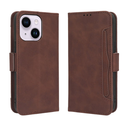 ELECTROPRIME For iPhone 15 Skin Feel Calf Texture Card Slots Leather Phone Case(Brown)