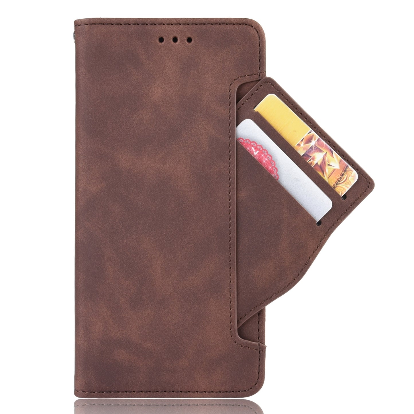 ELECTROPRIME For iPhone 15 Skin Feel Calf Texture Card Slots Leather Phone Case(Brown)