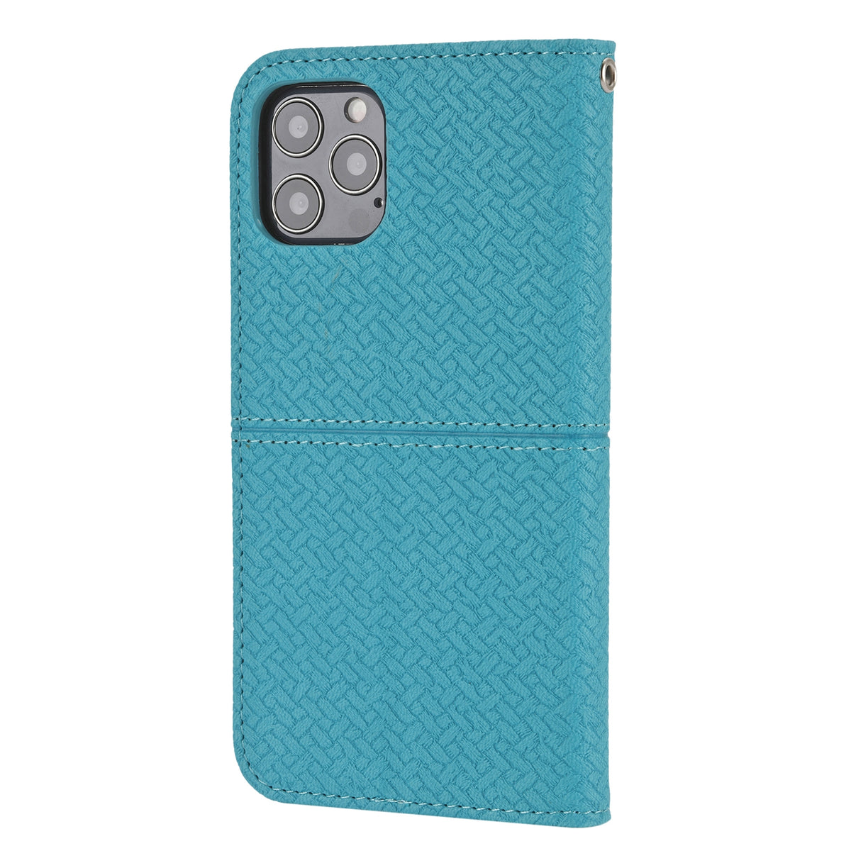 ELECTROPRIME For iPhone 15 Plus Woven Texture Stitching Magnetic Leather Phone Case(Blue)