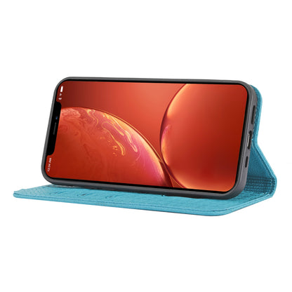 ELECTROPRIME For iPhone 15 Plus Woven Texture Stitching Magnetic Leather Phone Case(Blue)