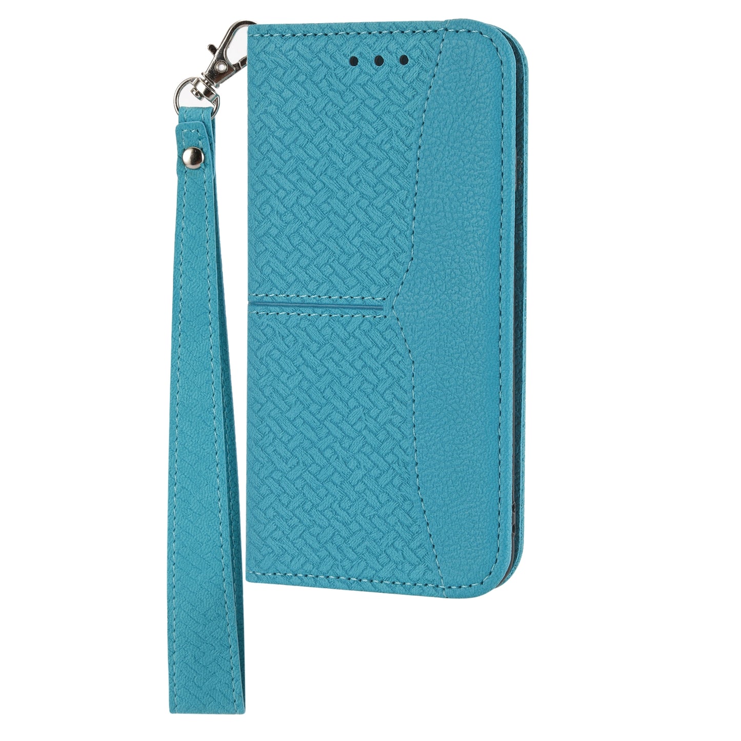 ELECTROPRIME For iPhone 15 Woven Texture Stitching Magnetic Leather Phone Case(Blue)