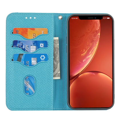 ELECTROPRIME For iPhone 15 Woven Texture Stitching Magnetic Leather Phone Case(Blue)