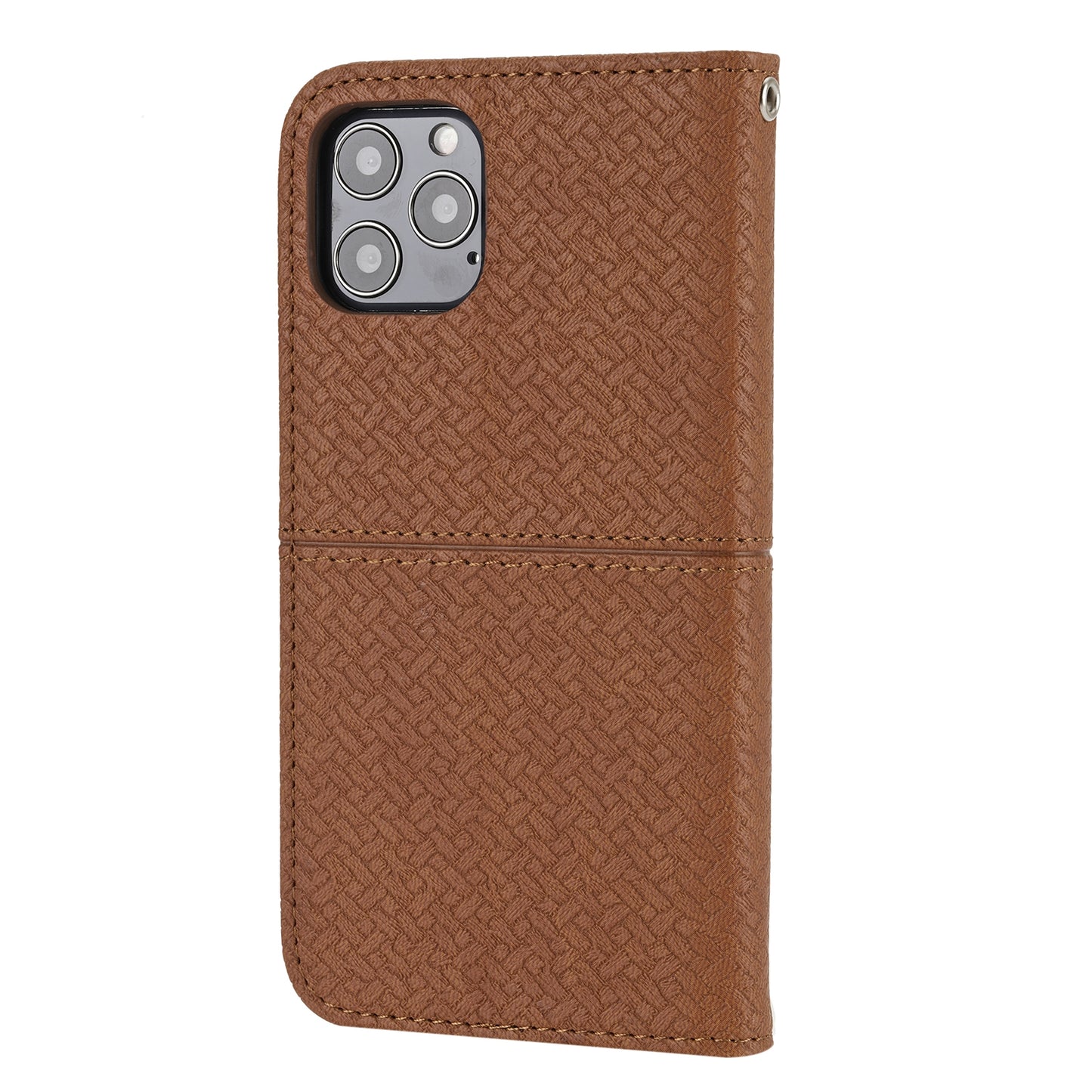 ELECTROPRIME For iPhone 15 Woven Texture Stitching Magnetic Leather Phone Case(Brown)
