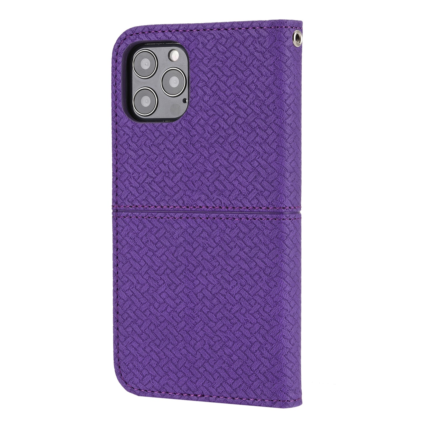 ELECTROPRIME For iPhone 15 Woven Texture Stitching Magnetic Leather Phone Case(Purple)