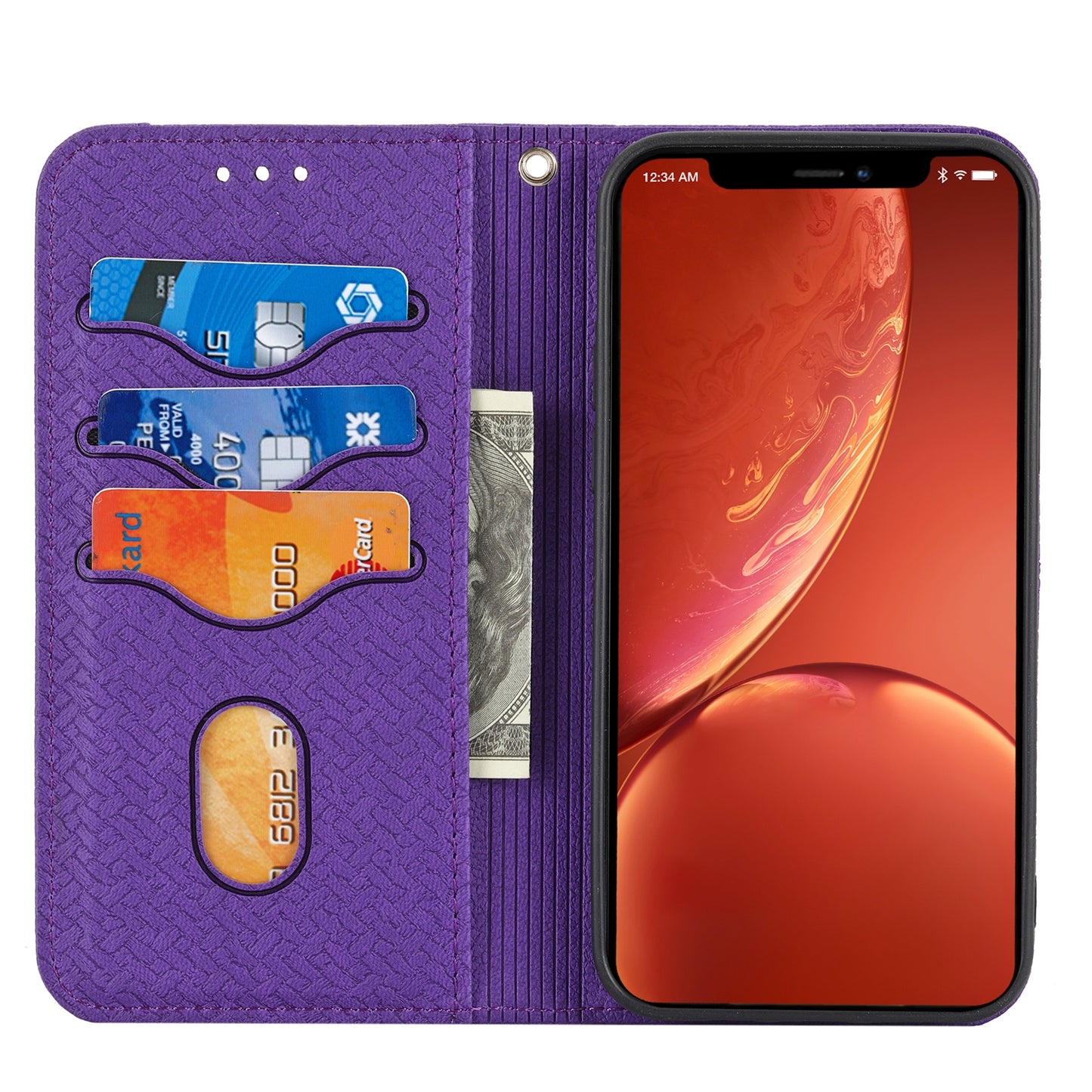 ELECTROPRIME For iPhone 15 Woven Texture Stitching Magnetic Leather Phone Case(Purple)