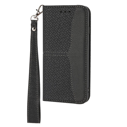 ELECTROPRIME For iPhone 15 Woven Texture Stitching Magnetic Leather Phone Case(Black)