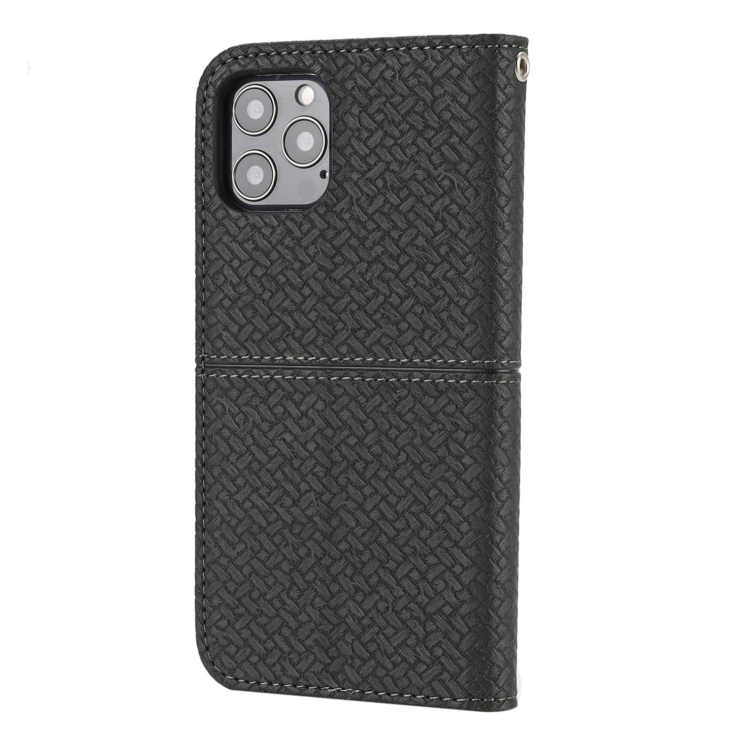 ELECTROPRIME For iPhone 15 Woven Texture Stitching Magnetic Leather Phone Case(Black)