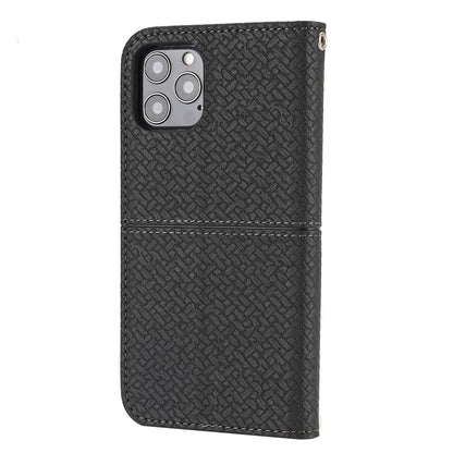 ELECTROPRIME For iPhone 15 Woven Texture Stitching Magnetic Leather Phone Case(Black)