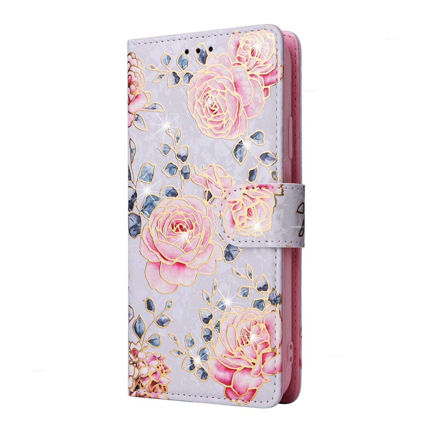 ELECTROPRIME For iPhone 15 Bronzing Painting RFID Leather Case(Pastoral Rose)