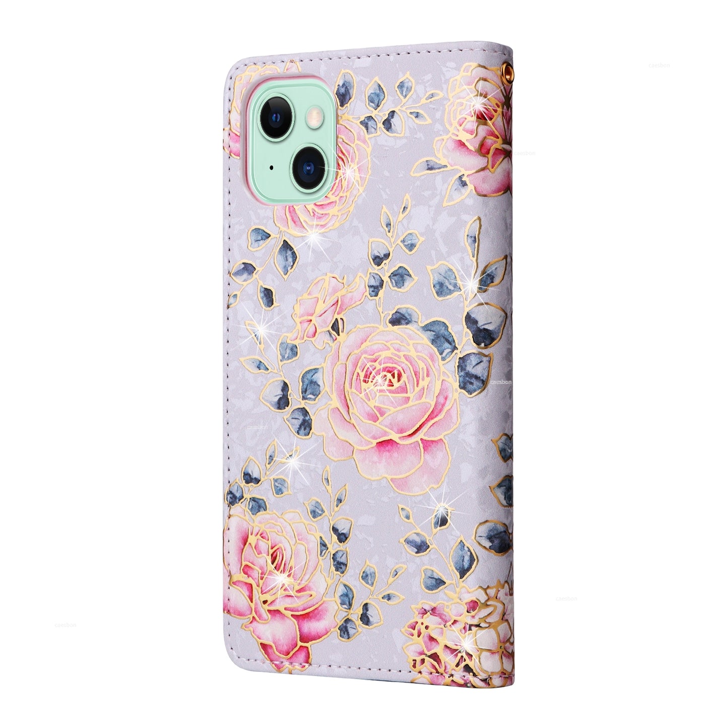 ELECTROPRIME For iPhone 15 Bronzing Painting RFID Leather Case(Pastoral Rose)