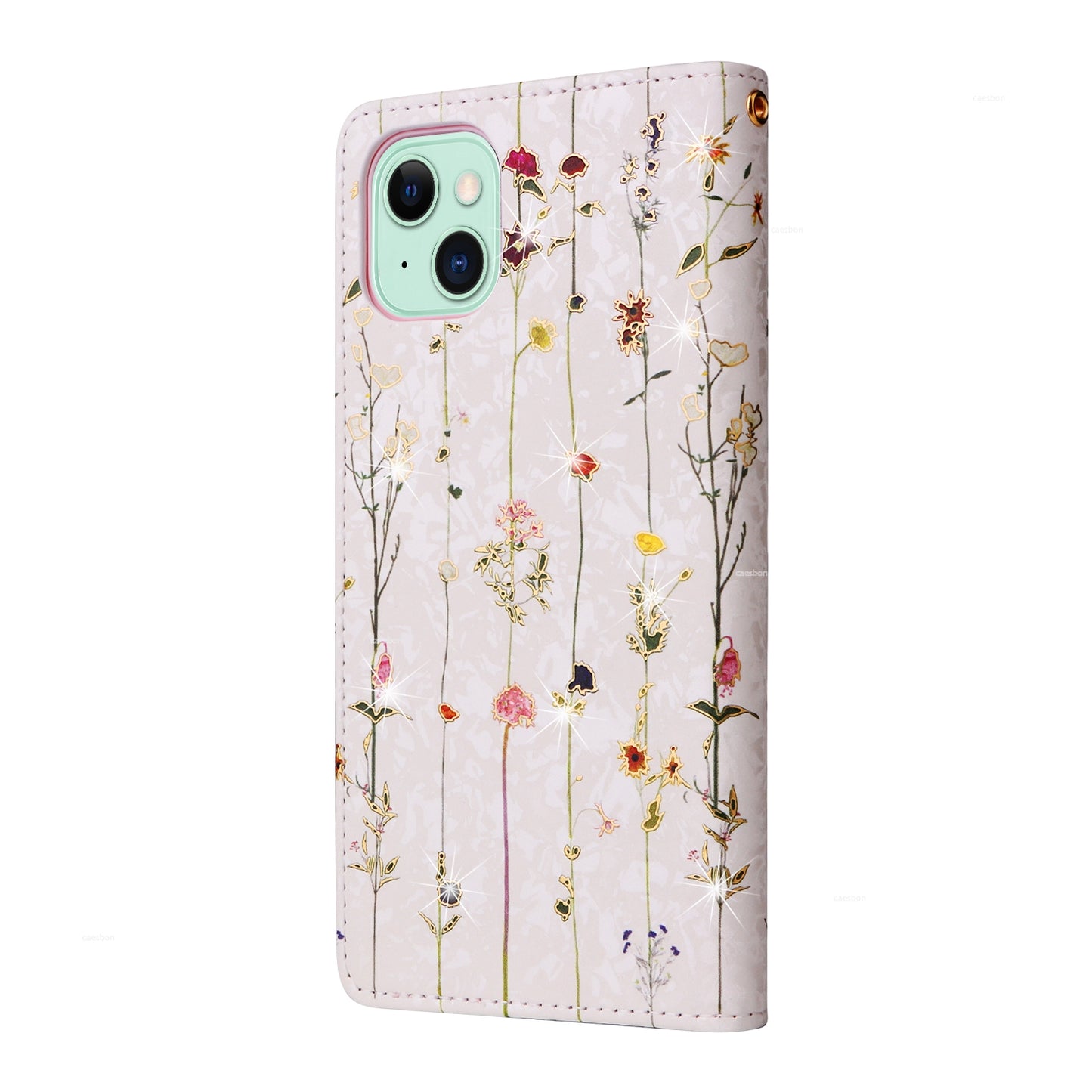 ELECTROPRIME For iPhone 15 Bronzing Painting RFID Leather Case(Dreid Flower World)