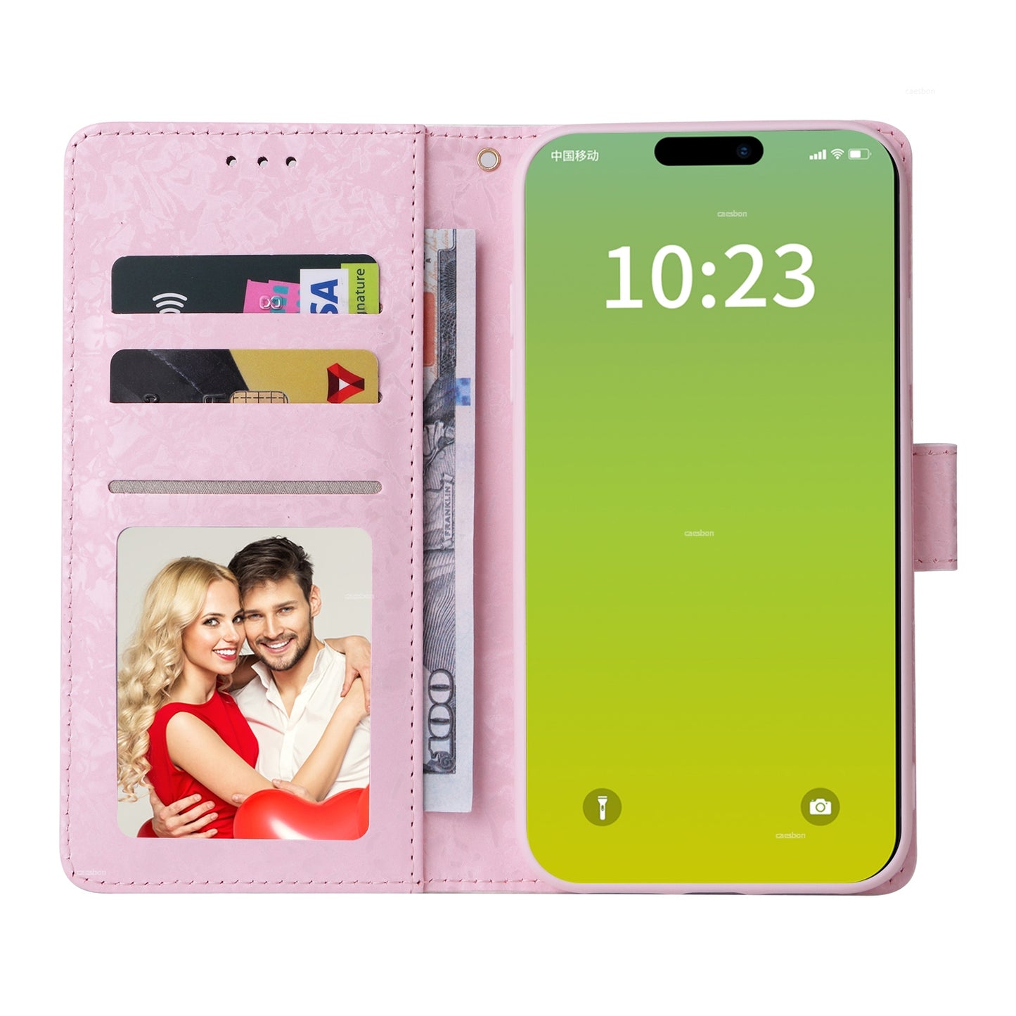 ELECTROPRIME For iPhone 15 Bronzing Painting RFID Leather Case(Dreid Flower World)