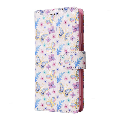 ELECTROPRIME For iPhone 15 Bronzing Painting RFID Leather Case(Pansies)