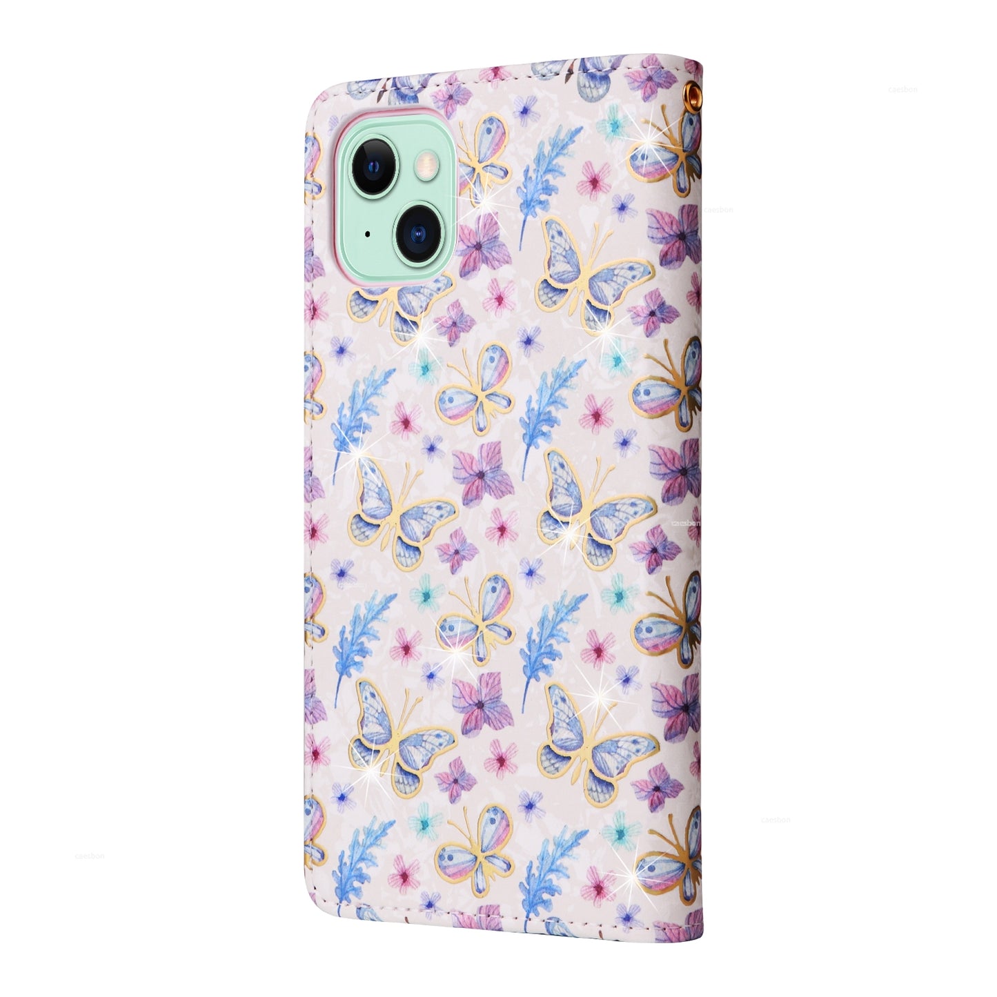 ELECTROPRIME For iPhone 15 Bronzing Painting RFID Leather Case(Pansies)
