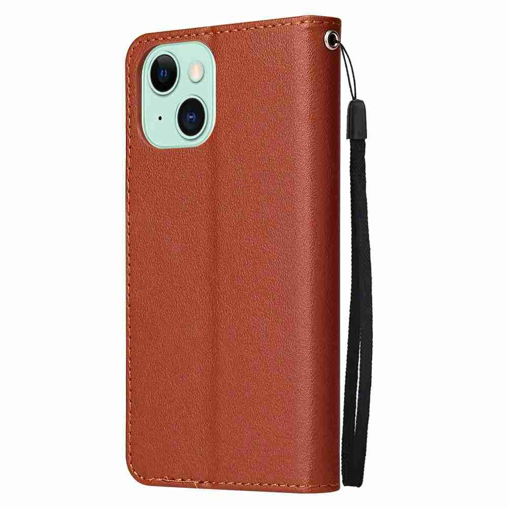 ELECTROPRIME For iPhone 15 Multifunctional Horizontal Flip Leather Phone Case with Three Card Slots(Brown)