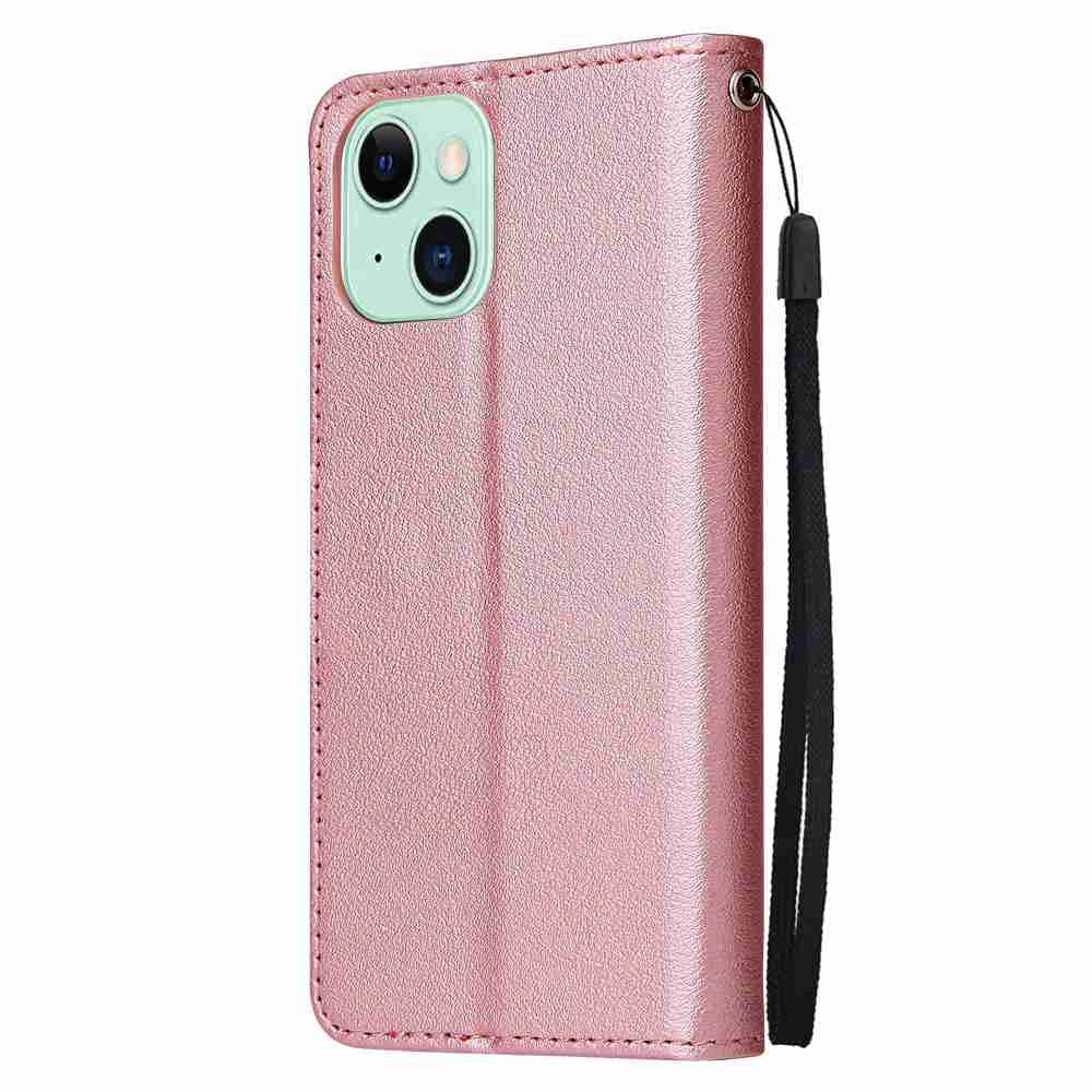ELECTROPRIME For iPhone 15 Multifunctional Horizontal Flip Leather Phone Case with Three Card Slots(Rose Gold)