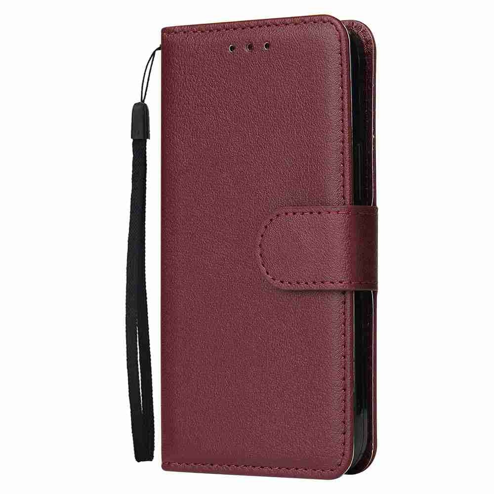 ELECTROPRIME For iPhone 15 Multifunctional Horizontal Flip Leather Phone Case with Three Card Slots(Wine Red)