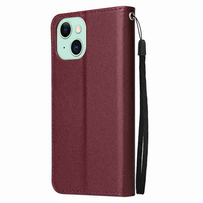 ELECTROPRIME For iPhone 15 Multifunctional Horizontal Flip Leather Phone Case with Three Card Slots(Wine Red)