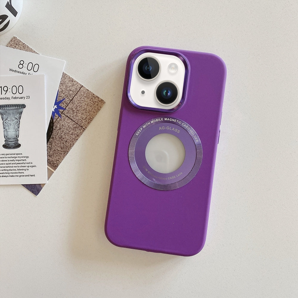 ELECTROPRIME For iPhone 15 Metal Frame Silicone Magnetic Phone Case(Purple)