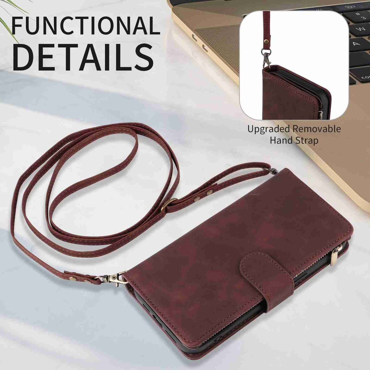 ELECTROPRIME For iPhone 15 Plus Crossbody Multi-card Slot Wallet Zipper Leather Phone Case(Coffee)