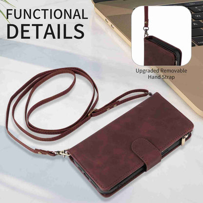 ELECTROPRIME For iPhone 15 Plus Crossbody Multi-card Slot Wallet Zipper Leather Phone Case(Coffee)