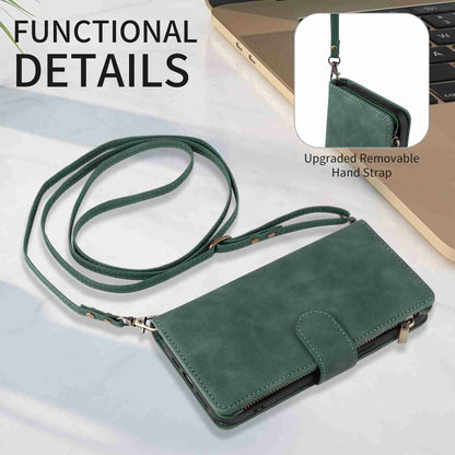 ELECTROPRIME For iPhone 15 Crossbody Multi-card Slot Wallet Zipper Leather Phone Case(Green)