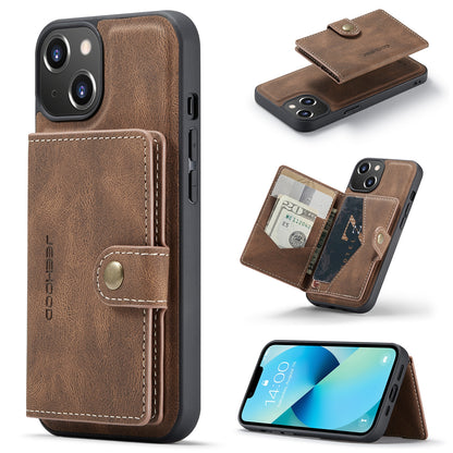 ELECTROPRIME For iPhone 15 Plus JEEHOOD Retro Magnetic Detachable Leather Phone Case(Brown)