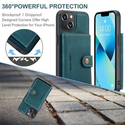 ELECTROPRIME For iPhone 15 JEEHOOD Retro Magnetic Detachable Leather Phone Case(Blue)