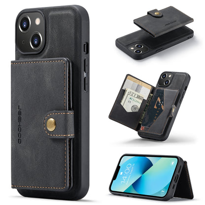 ELECTROPRIME For iPhone 15 JEEHOOD Retro Magnetic Detachable Leather Phone Case(Black)