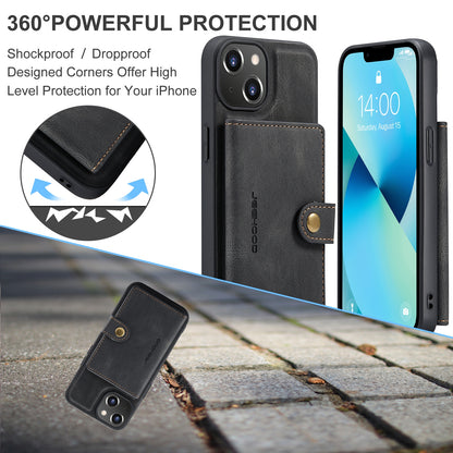 ELECTROPRIME For iPhone 15 JEEHOOD Retro Magnetic Detachable Leather Phone Case(Black)