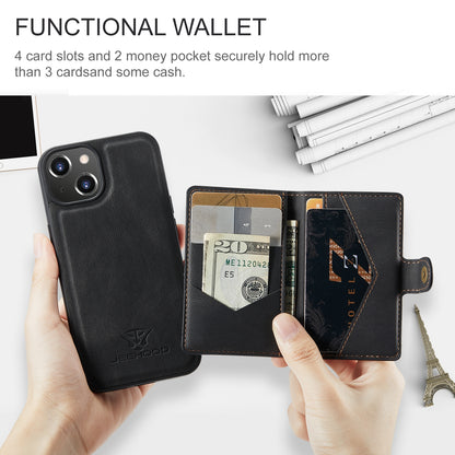 ELECTROPRIME For iPhone 15 JEEHOOD Retro Magnetic Detachable Leather Phone Case(Black)