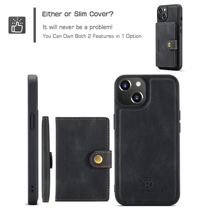 ELECTROPRIME For iPhone 15 JEEHOOD Retro Magnetic Detachable Leather Phone Case(Black)